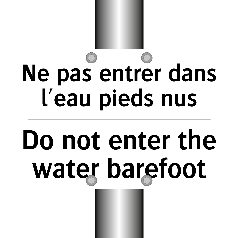Ne pas entrer dans l'eau pieds /.../ - Do not enter the water barefoot /.../