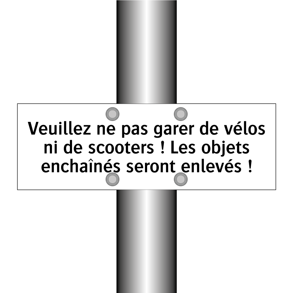 Veuillez ne pas garer de vélos ni de scooters ! Les objets enchaînés seront enlevés !