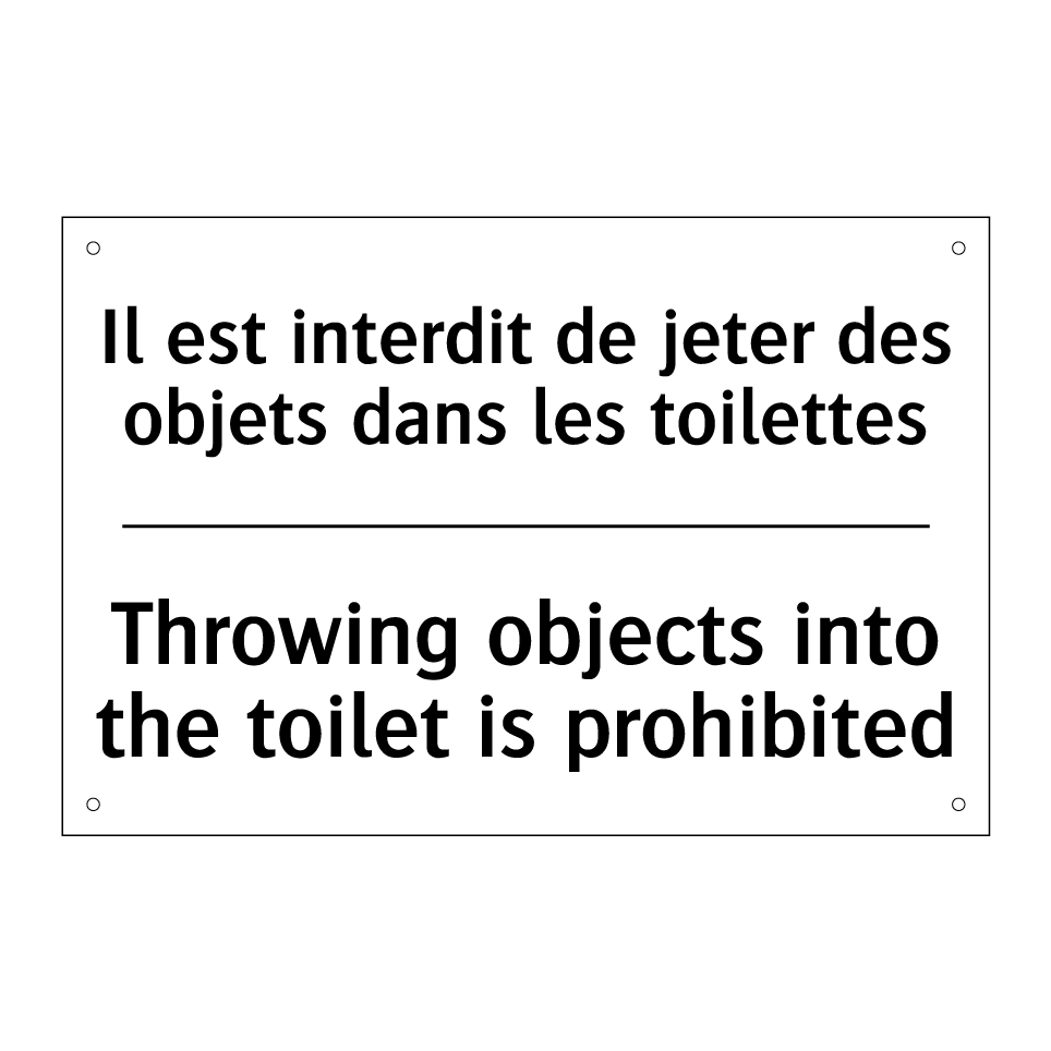 Il est interdit de jeter des objets /.../ - Throwing objects into the toilet /.../