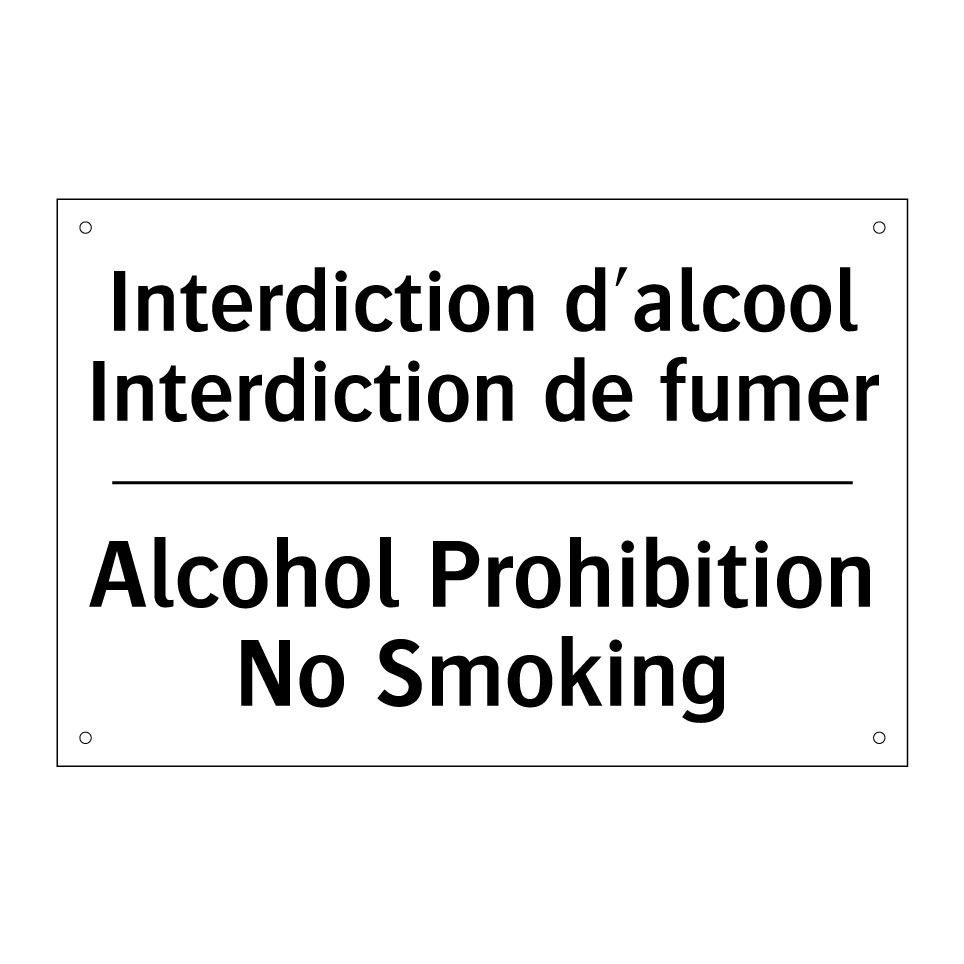 Interdiction d'alcool Interdiction /.../ - Alcohol Prohibition No Smoking