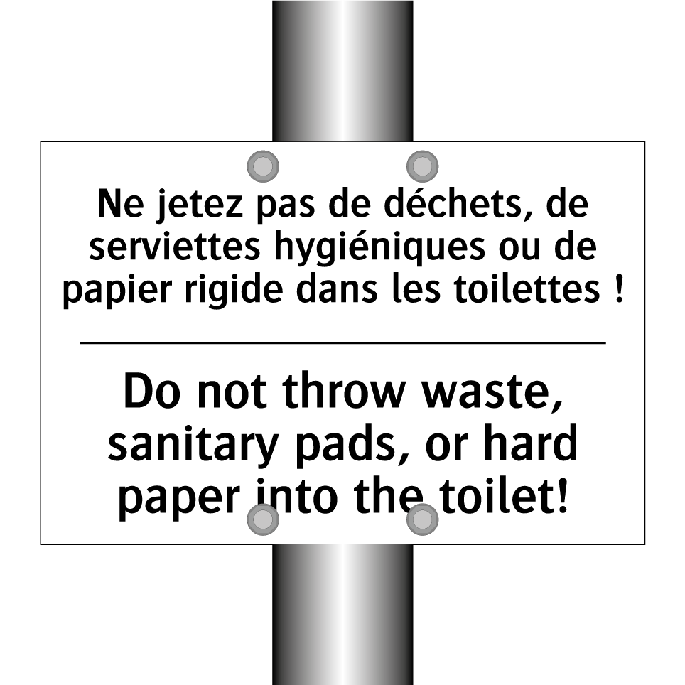 Ne jetez pas de déchets, de serviettes /.../ - Do not throw waste, sanitary pads, /.../