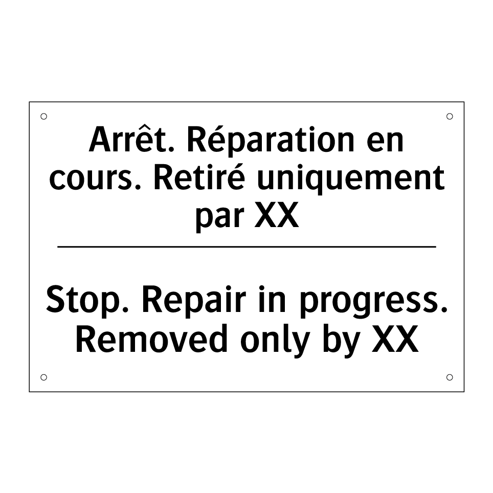 Arrêt. Réparation en cours. Retiré /.../ - Stop. Repair in progress. Removed /.../
