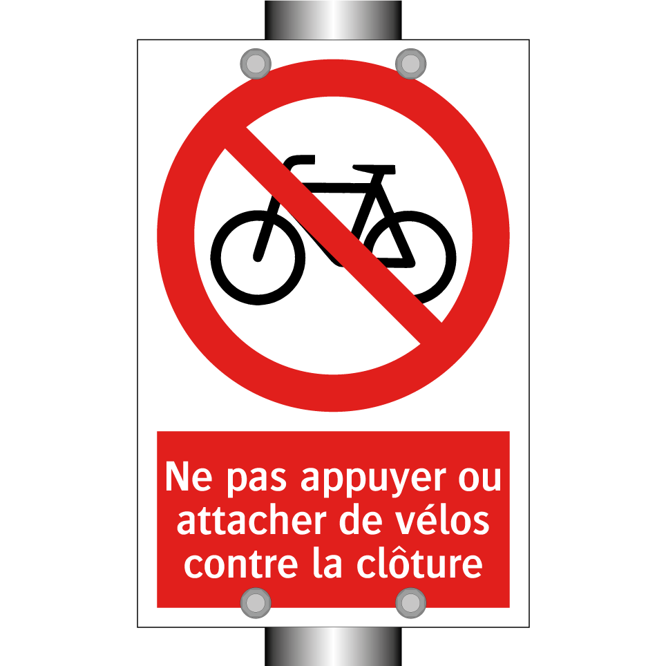 Ne pas appuyer ou attacher de vélos contre la clôture