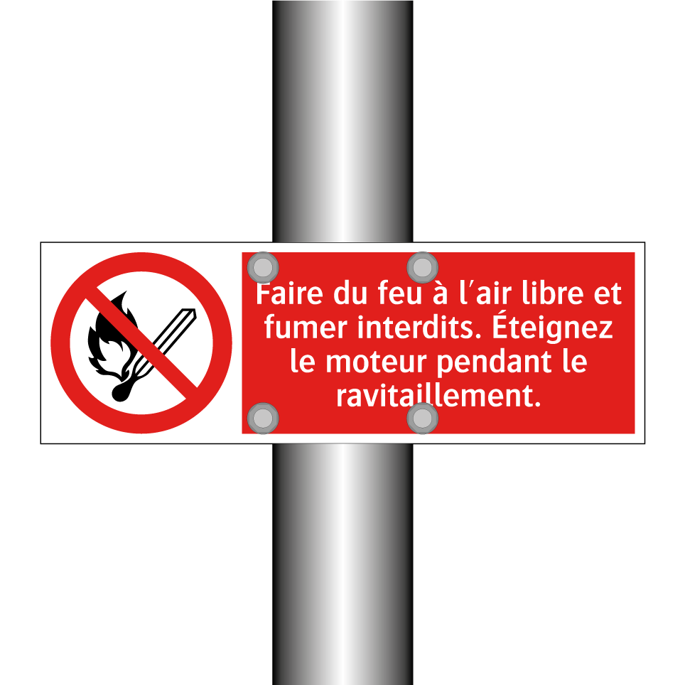 Faire du feu à l'air libre et fumer interdits. Éteignez le moteur pendant le ravitaillement.