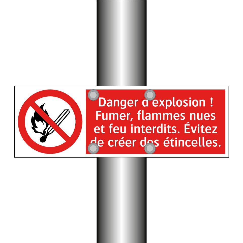 Danger d'explosion ! Fumer, flammes nues et feu interdits. Évitez de créer des étincelles.