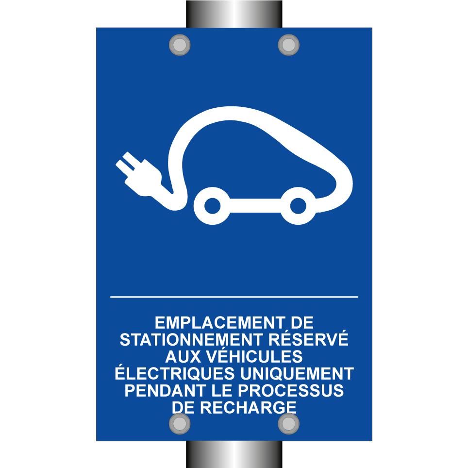 Emplacement de stationnement réservé aux véhicules électriques uniquement pendant le processus de recharge