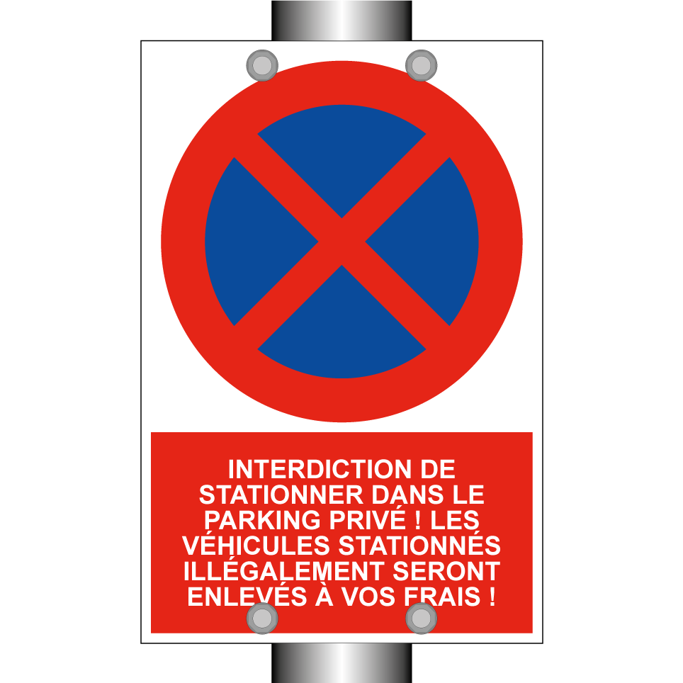 Interdiction de stationner dans le parking privé ! Les véhicules stationnés illégalement seront enlevés à vos frais !