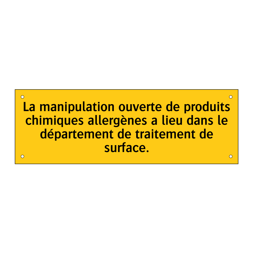 La manipulation ouverte de produits chimiques allergènes a lieu dans le département de traitement de surface