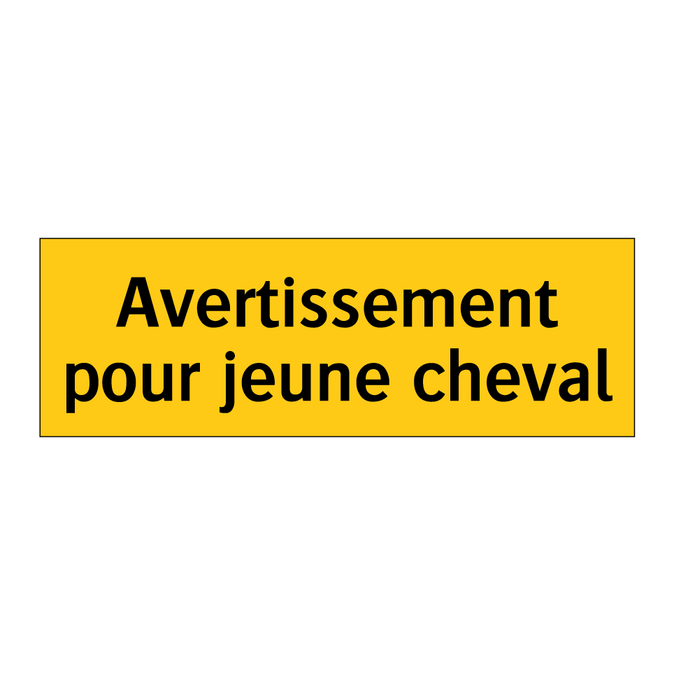 Avertissement pour jeune cheval