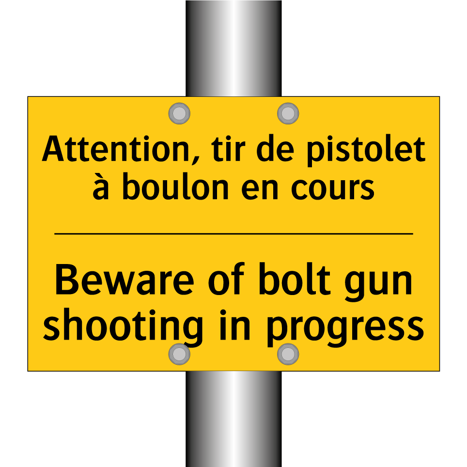 Attention, tir de pistolet à boulon /.../ - Beware of bolt gun shooting in /.../