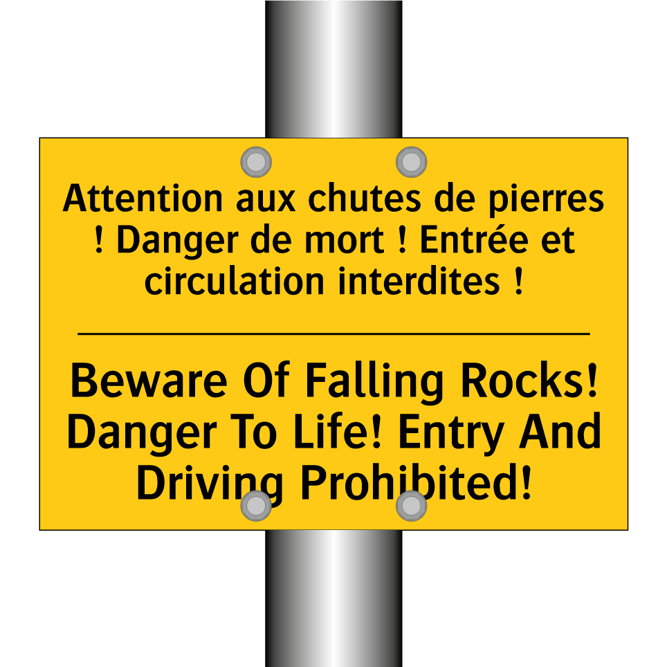 Attention aux chutes de pierres /.../ - Beware Of Falling Rocks! Danger /.../