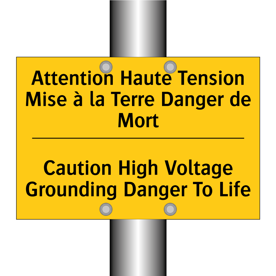 Attention Haute Tension Mise à /.../ - Caution High Voltage Grounding /.../