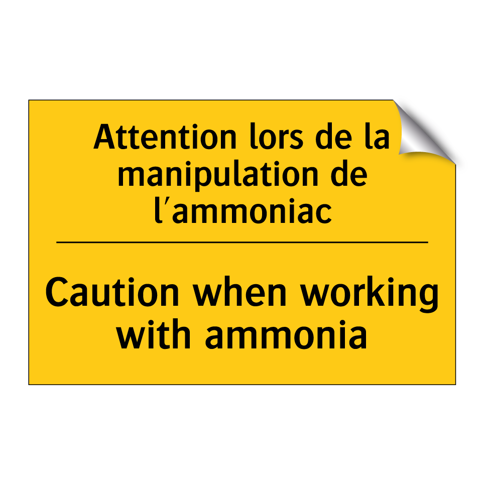 Attention lors de la manipulation /.../ - Caution when working with ammonia /.../