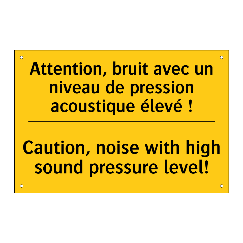 Attention, bruit avec un niveau /.../ - Caution, noise with high sound /.../
