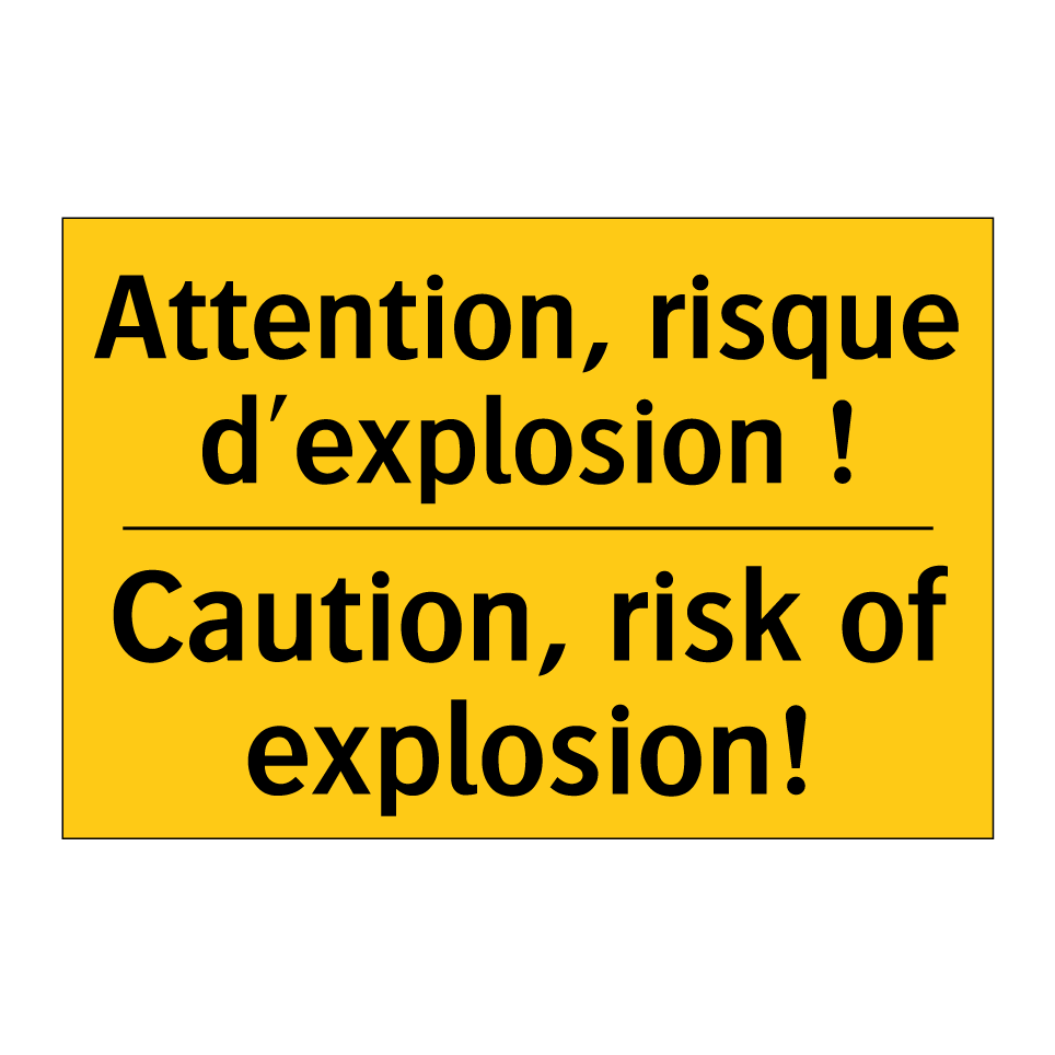 Attention, risque d'explosion /.../ - Caution, risk of explosion!