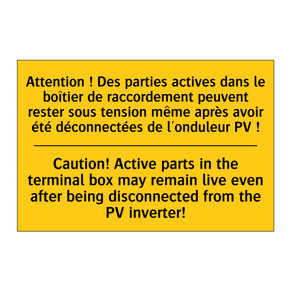 Attention ! Des parties actives /.../ - Caution! Active parts in the terminal /.../