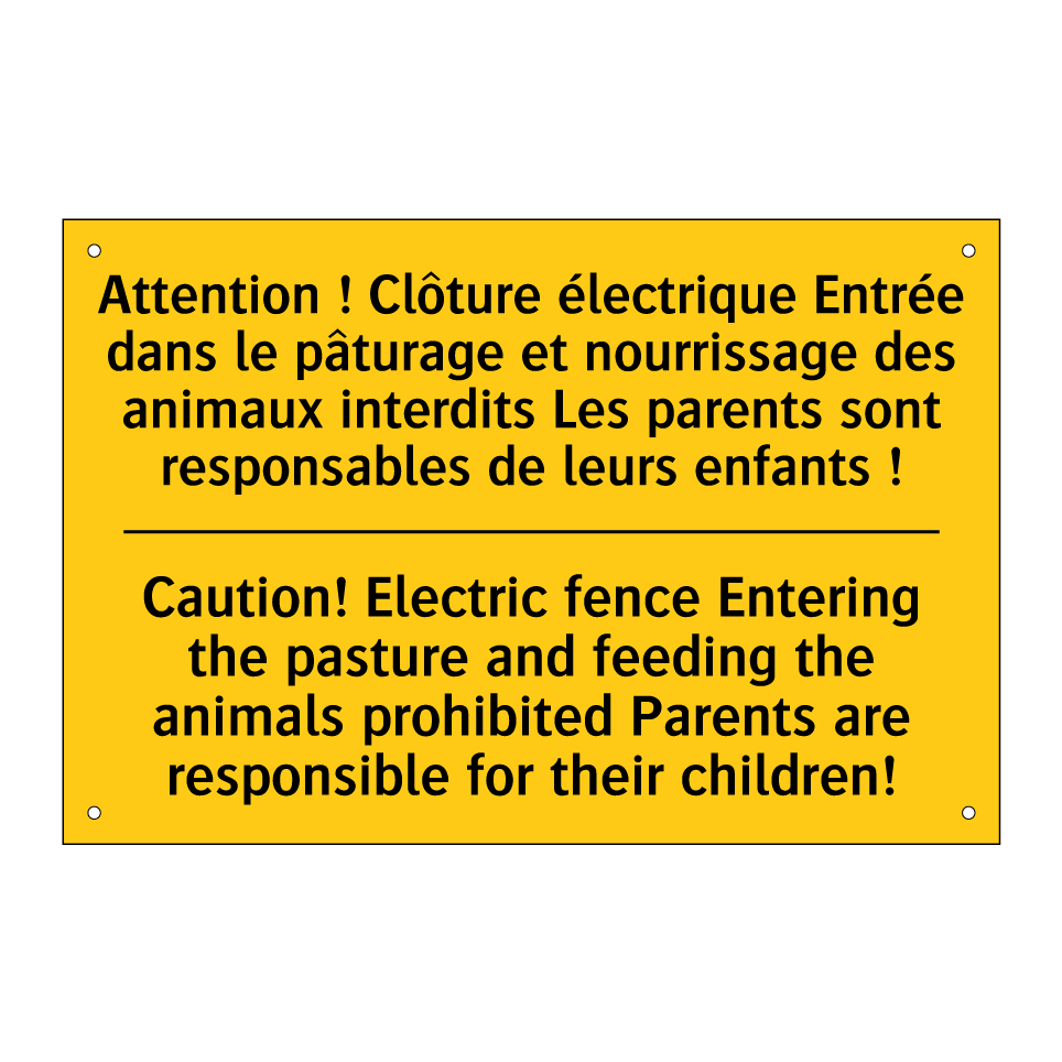 Attention ! Clôture électrique /.../ - Caution! Electric fence Entering /.../