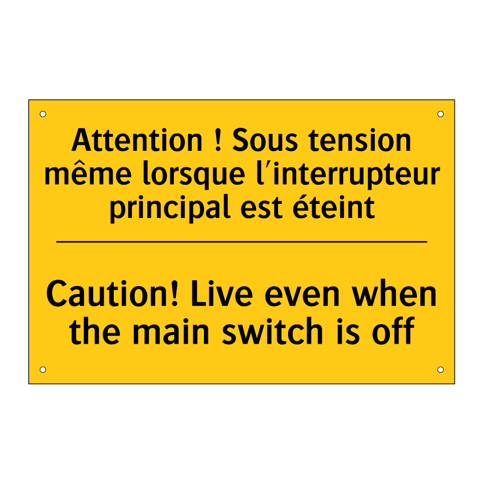 Attention ! Sous tension même /.../ - Caution! Live even when the main /.../