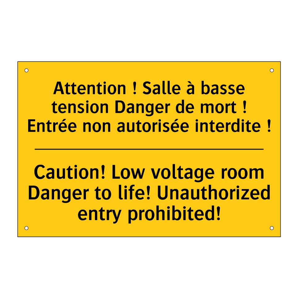 Attention ! Salle à basse tension /.../ - Caution! Low voltage room Danger /.../