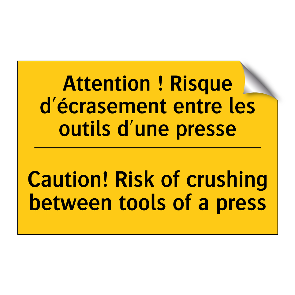 Attention ! Risque d'écrasement /.../ - Caution! Risk of crushing between /.../