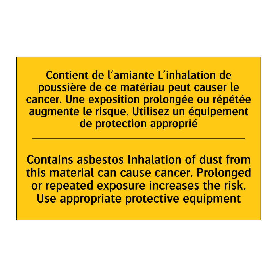 Contient de l'amiante L'inhalation /.../ - Contains asbestos Inhalation of /.../
