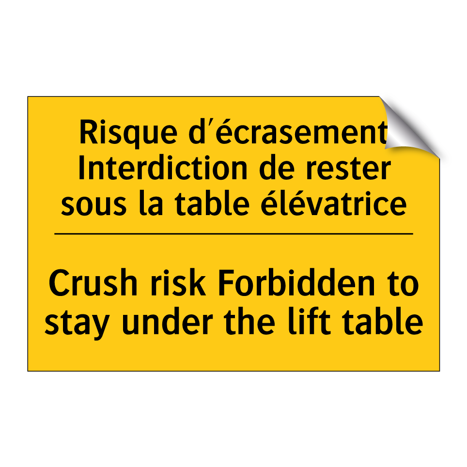 Risque d'écrasement Interdiction /.../ - Crush risk Forbidden to stay under /.../