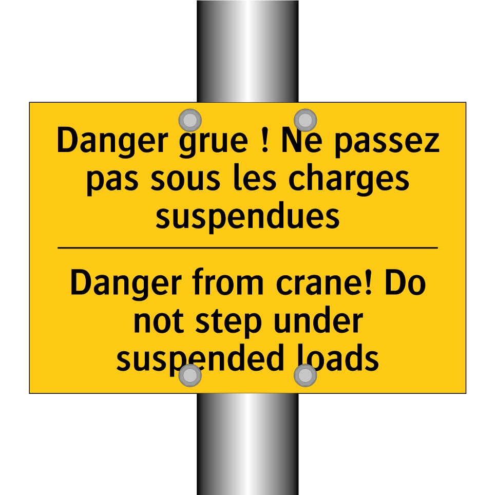 Danger grue ! Ne passez pas sous /.../ - Danger from crane! Do not step /.../
