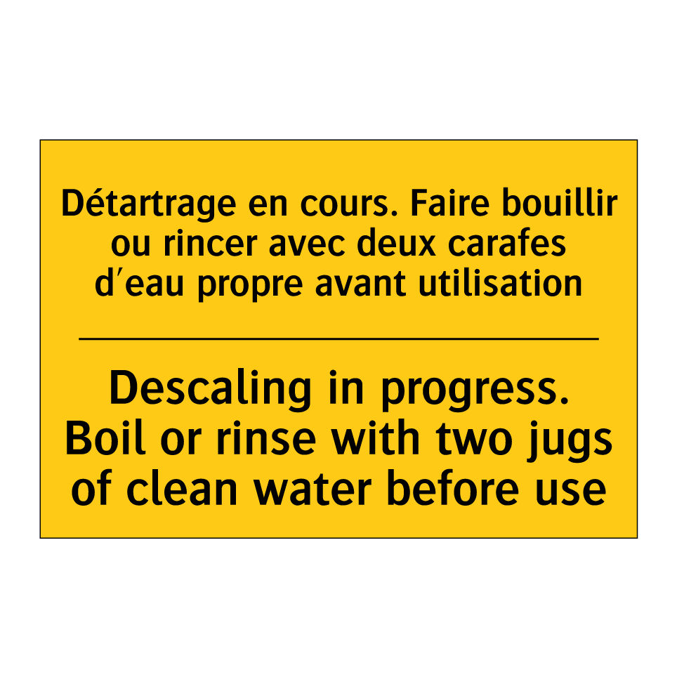 Détartrage en cours. Faire bouillir /.../ - Descaling in progress. Boil or /.../