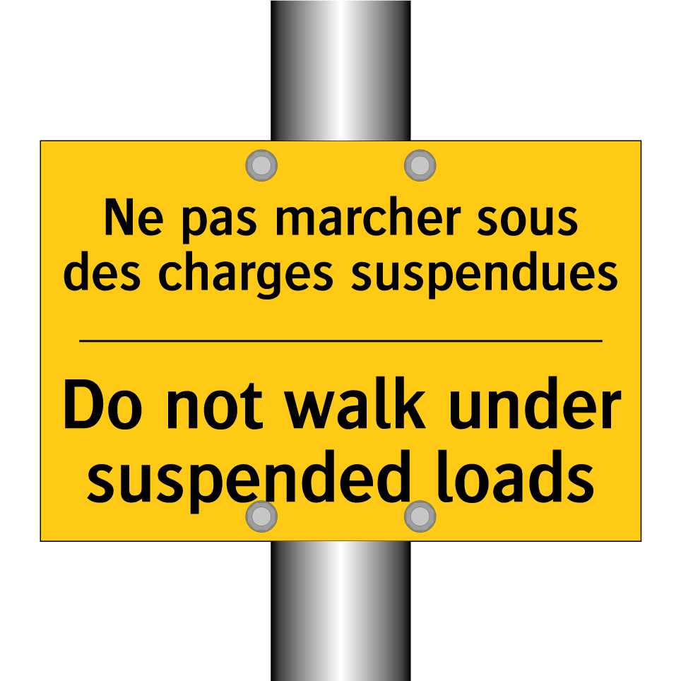 Ne pas marcher sous des charges /.../ - Do not walk under suspended loads /.../