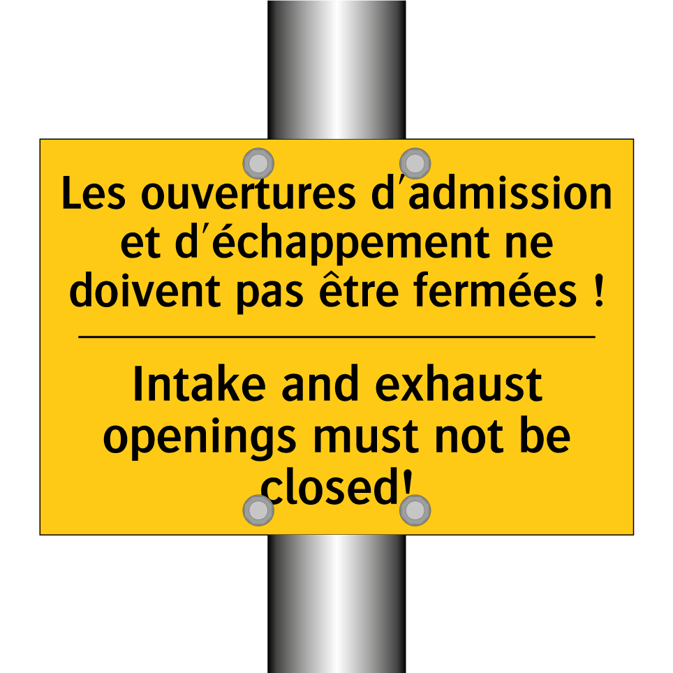 Les ouvertures d'admission et /.../ - Intake and exhaust openings must /.../