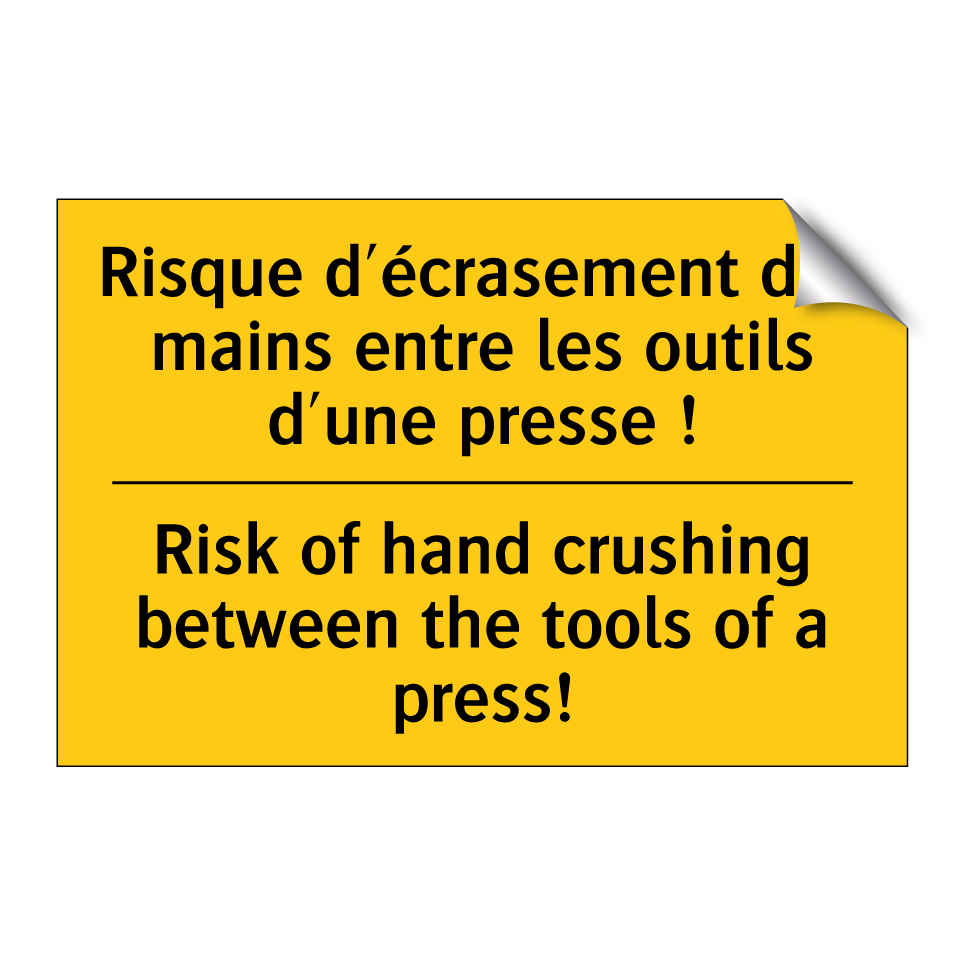Risque d'écrasement des mains /.../ - Risk of hand crushing between /.../