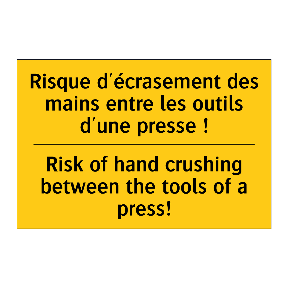 Risque d'écrasement des mains /.../ - Risk of hand crushing between /.../