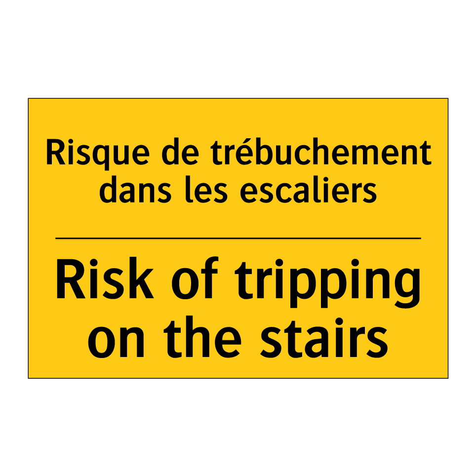 Risque de trébuchement dans les /.../ - Risk of tripping on the stairs
