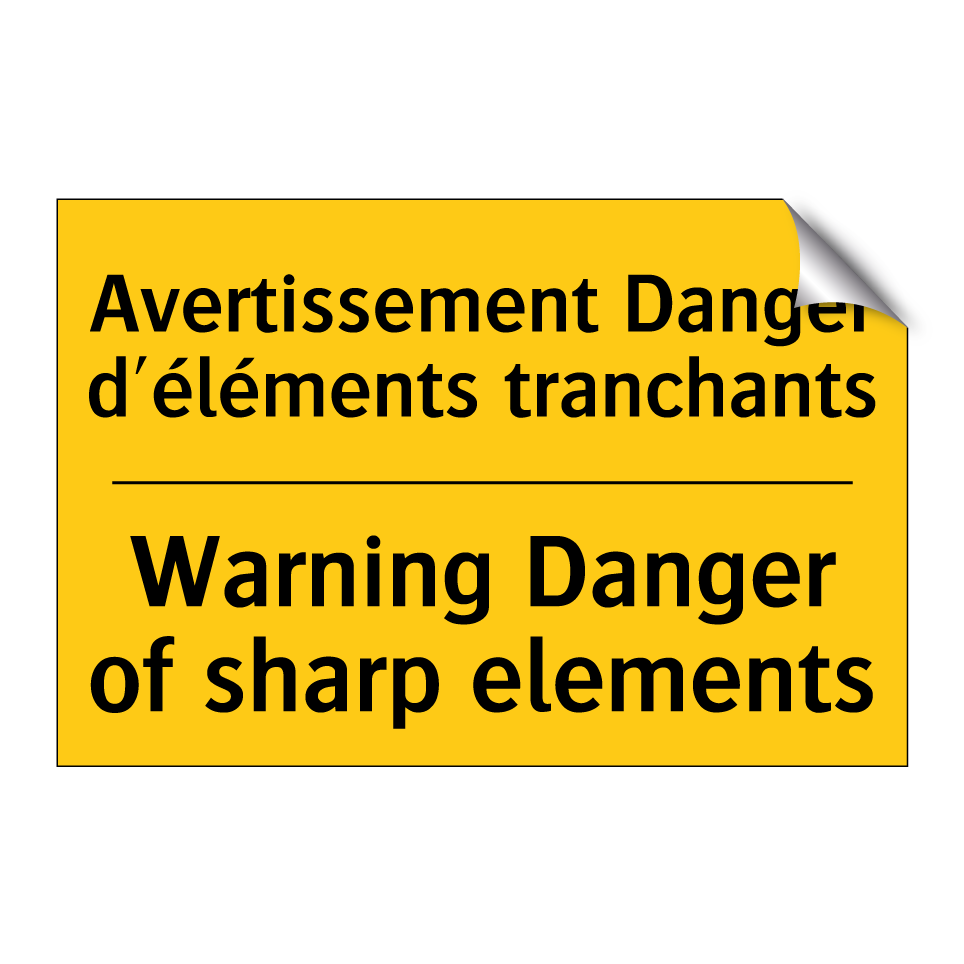 Avertissement Danger d'éléments /.../ - Warning Danger of sharp elements /.../