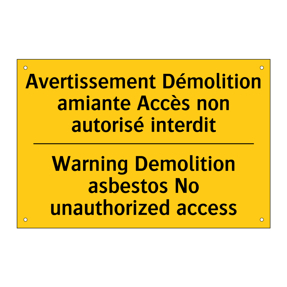 Avertissement Démolition amiante /.../ - Warning Demolition asbestos No /.../