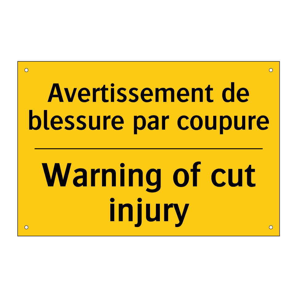 Avertissement de blessure par /.../ - Warning of cut injury