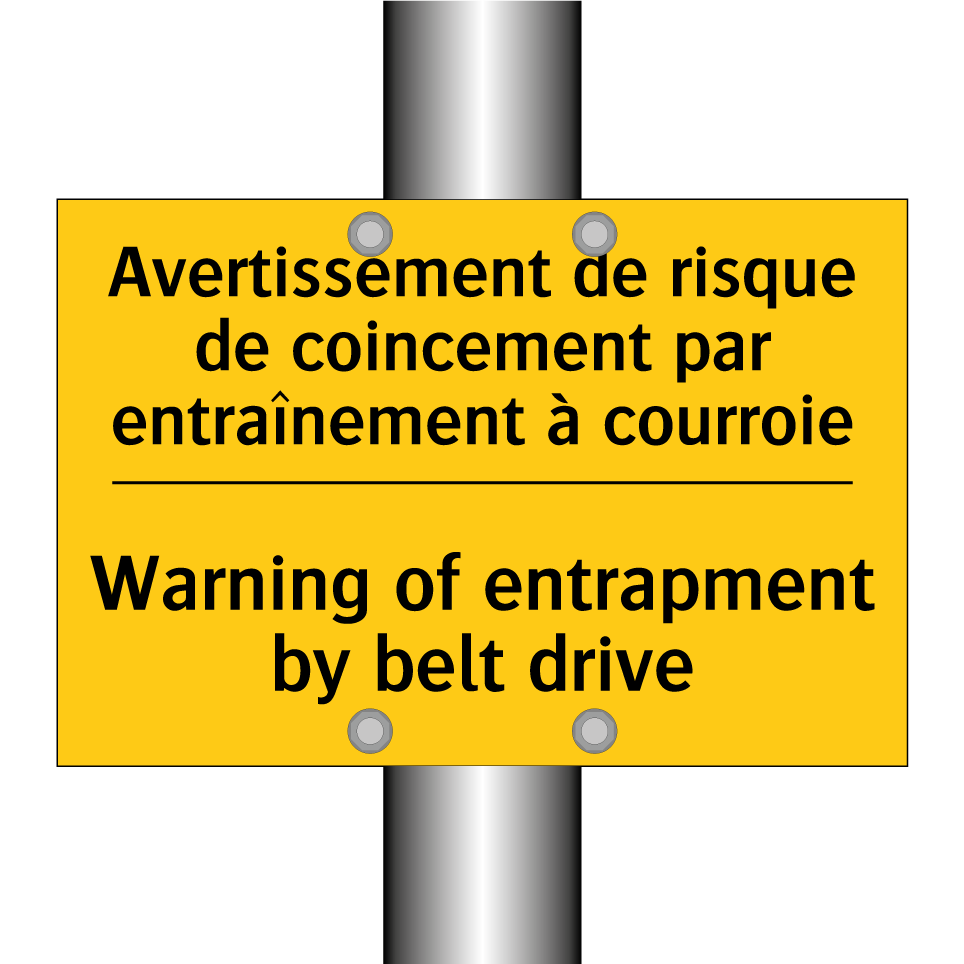 Avertissement de risque de coincement /.../ - Warning of entrapment by belt /.../
