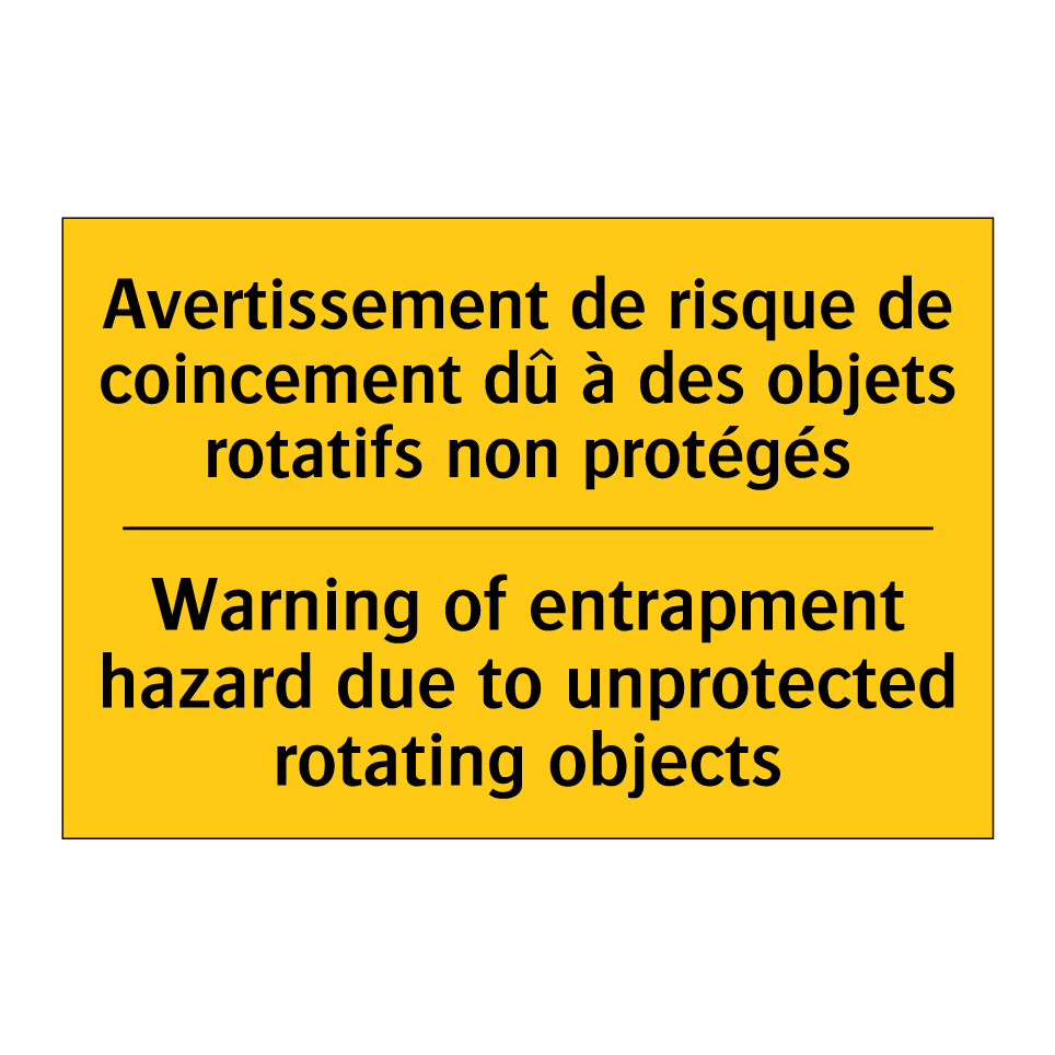 Avertissement de risque de coincement /.../ - Warning of entrapment hazard due /.../