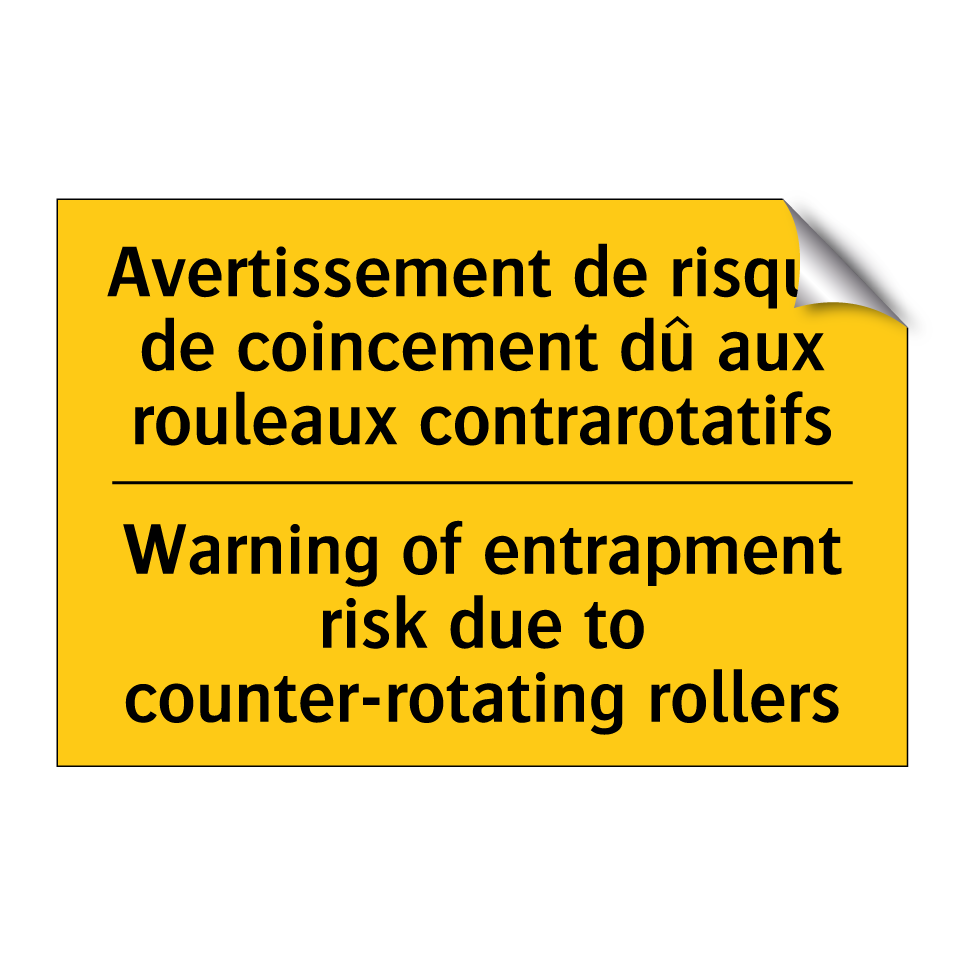 Avertissement de risque de coincement /.../ - Warning of entrapment risk due /.../