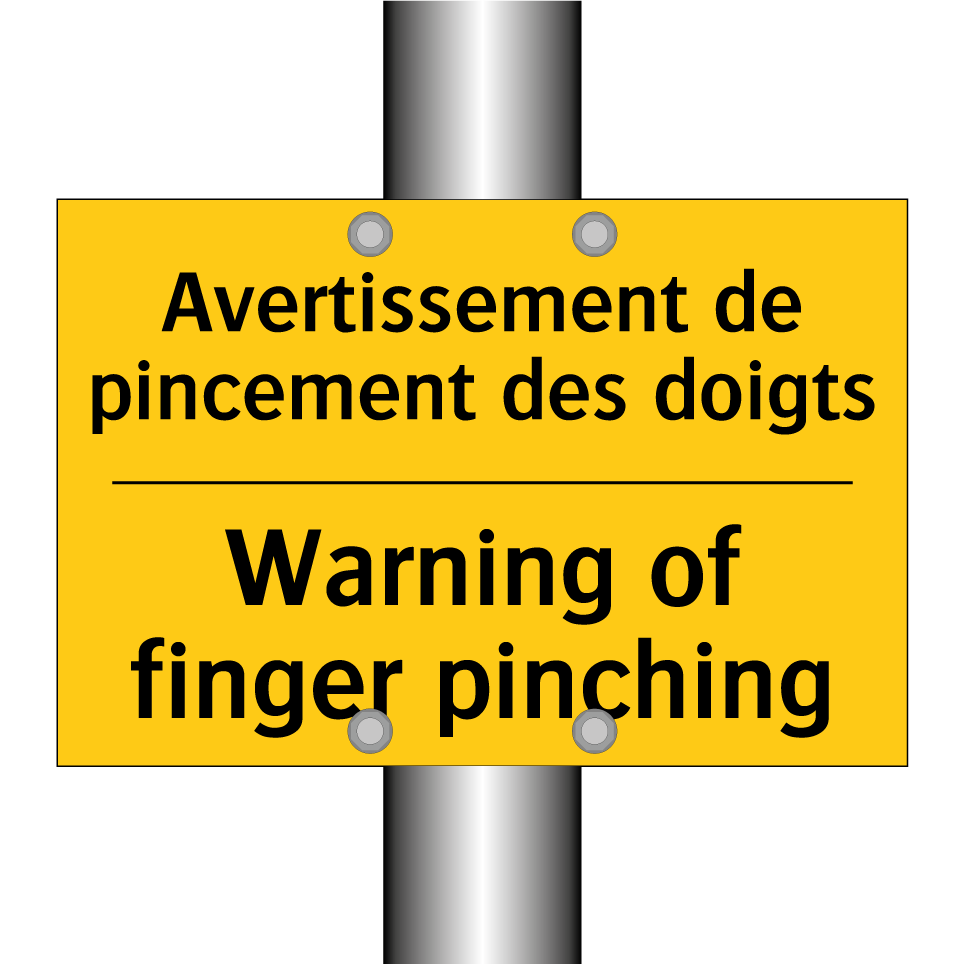 Avertissement de pincement des /.../ - Warning of finger pinching
