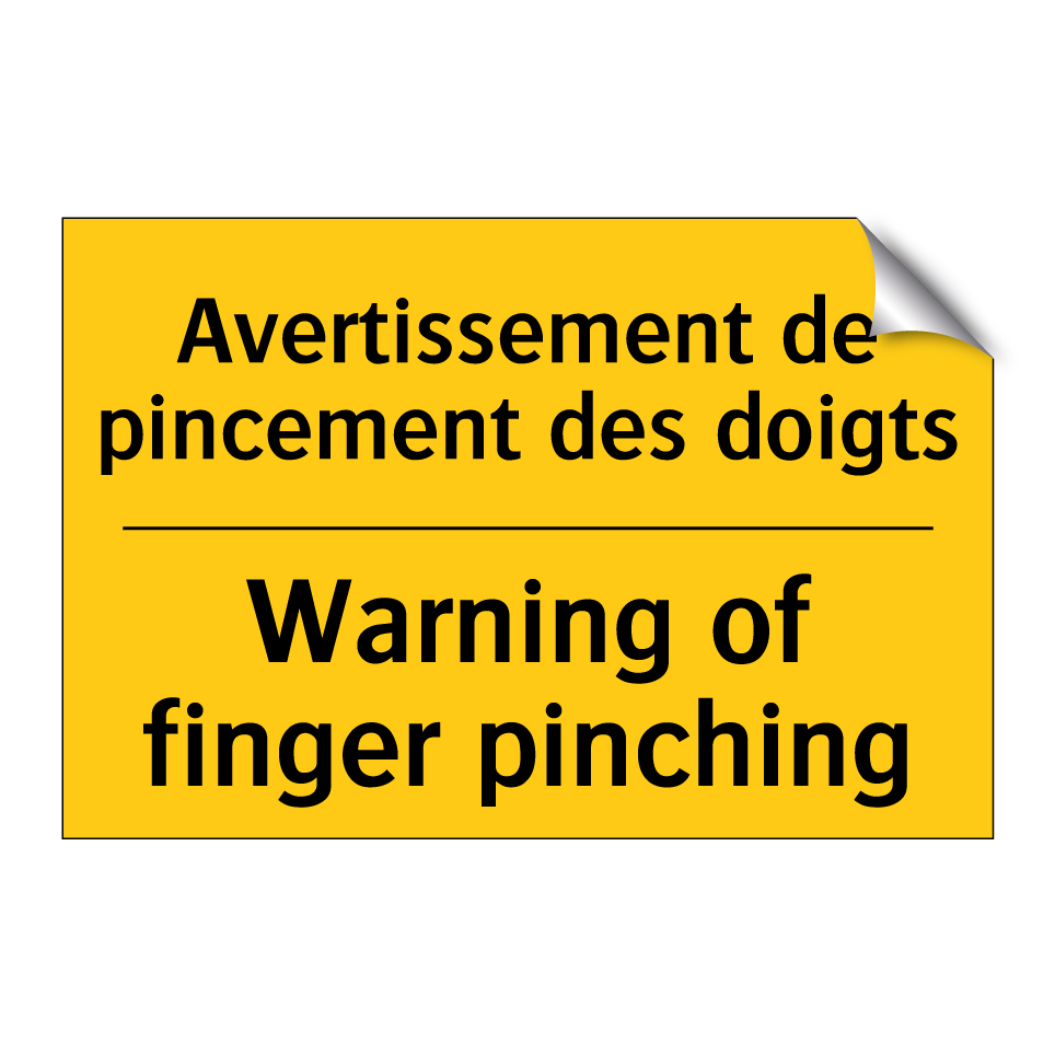 Avertissement de pincement des /.../ - Warning of finger pinching