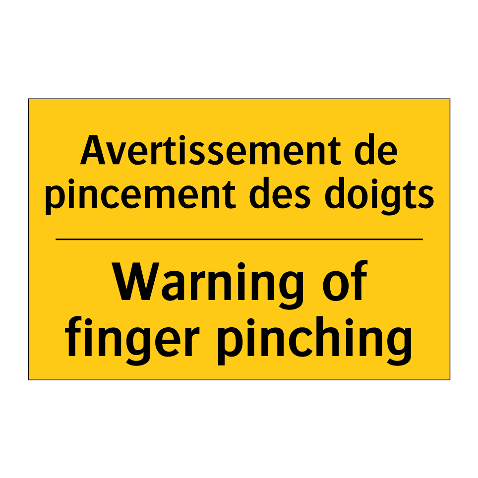 Avertissement de pincement des /.../ - Warning of finger pinching