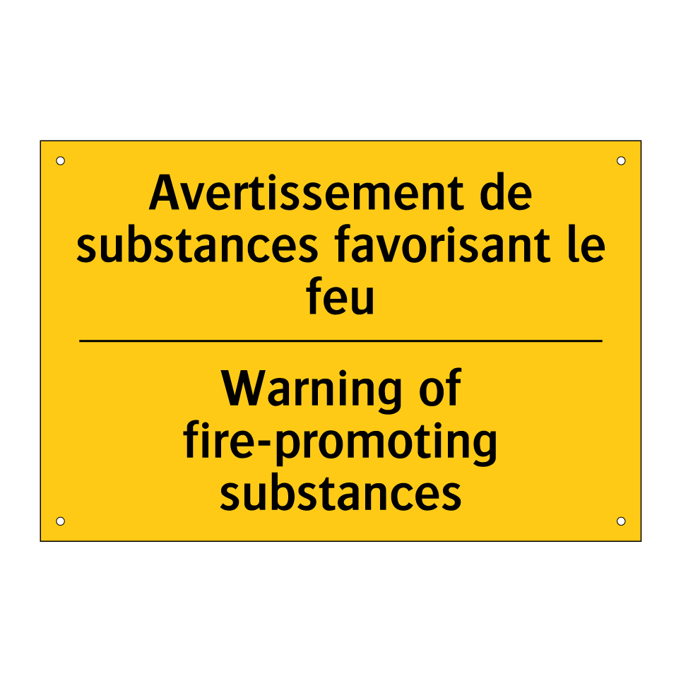 Avertissement de substances favorisant /.../ - Warning of fire-promoting substances /.../