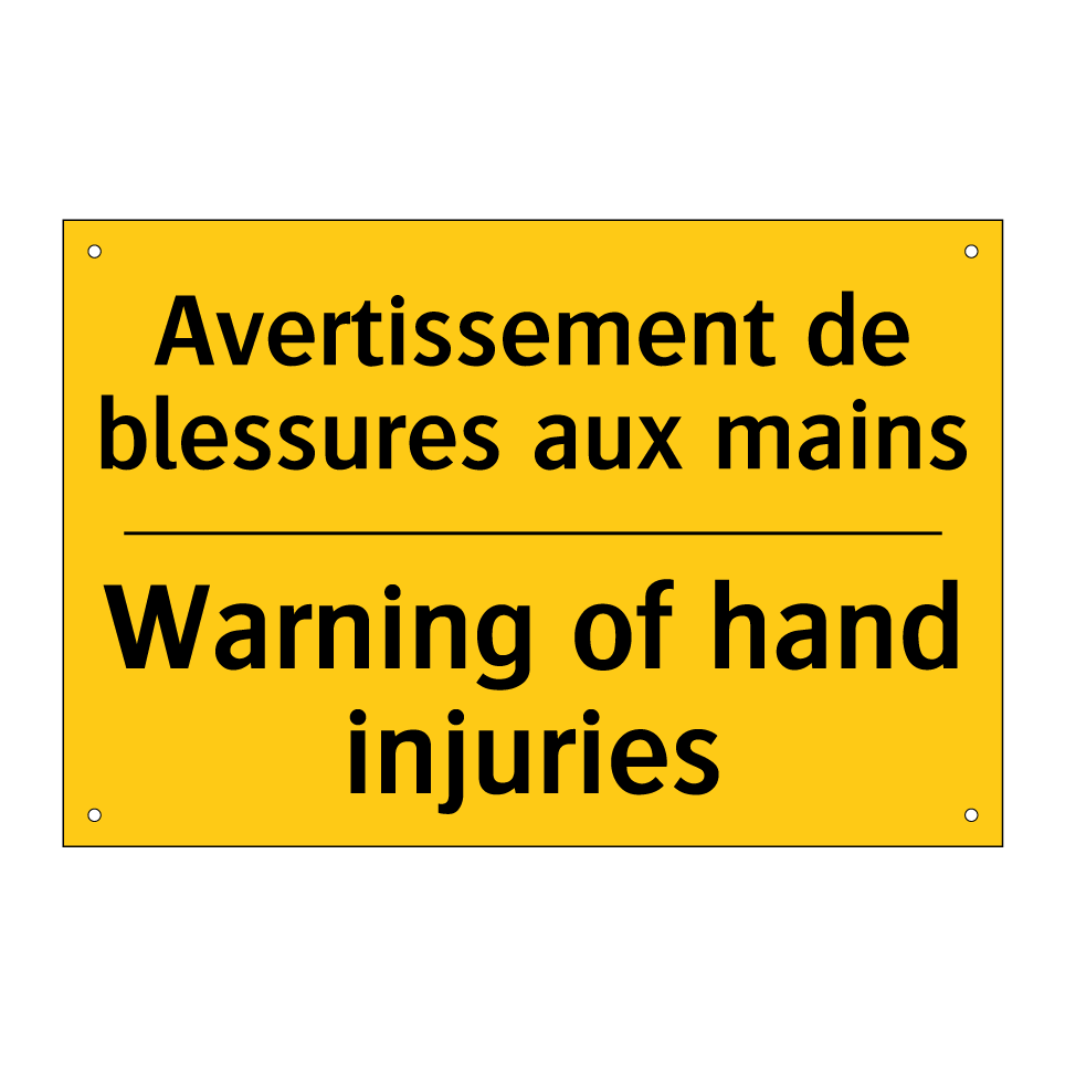Avertissement de blessures aux /.../ - Warning of hand injuries