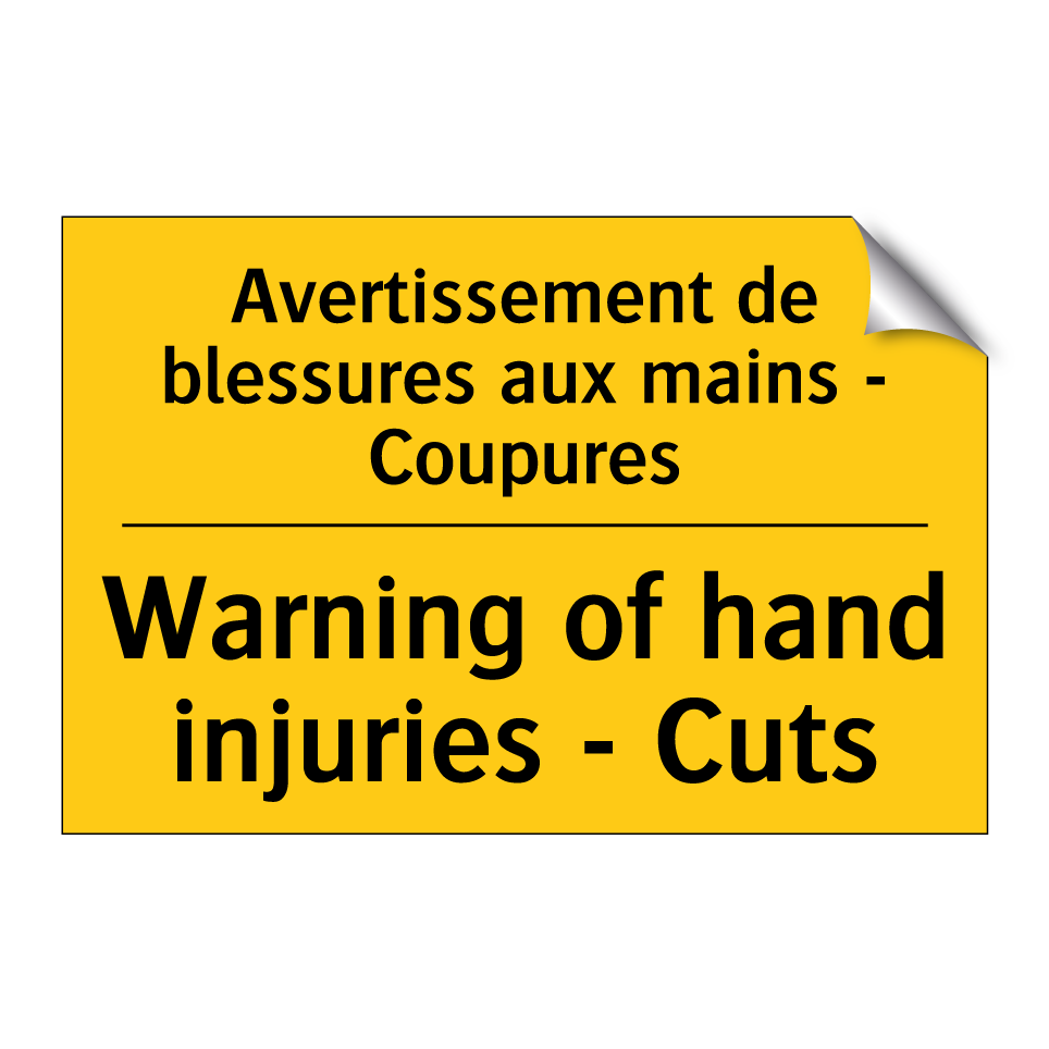 Avertissement de blessures aux /.../ - Warning of hand injuries - Cuts /.../