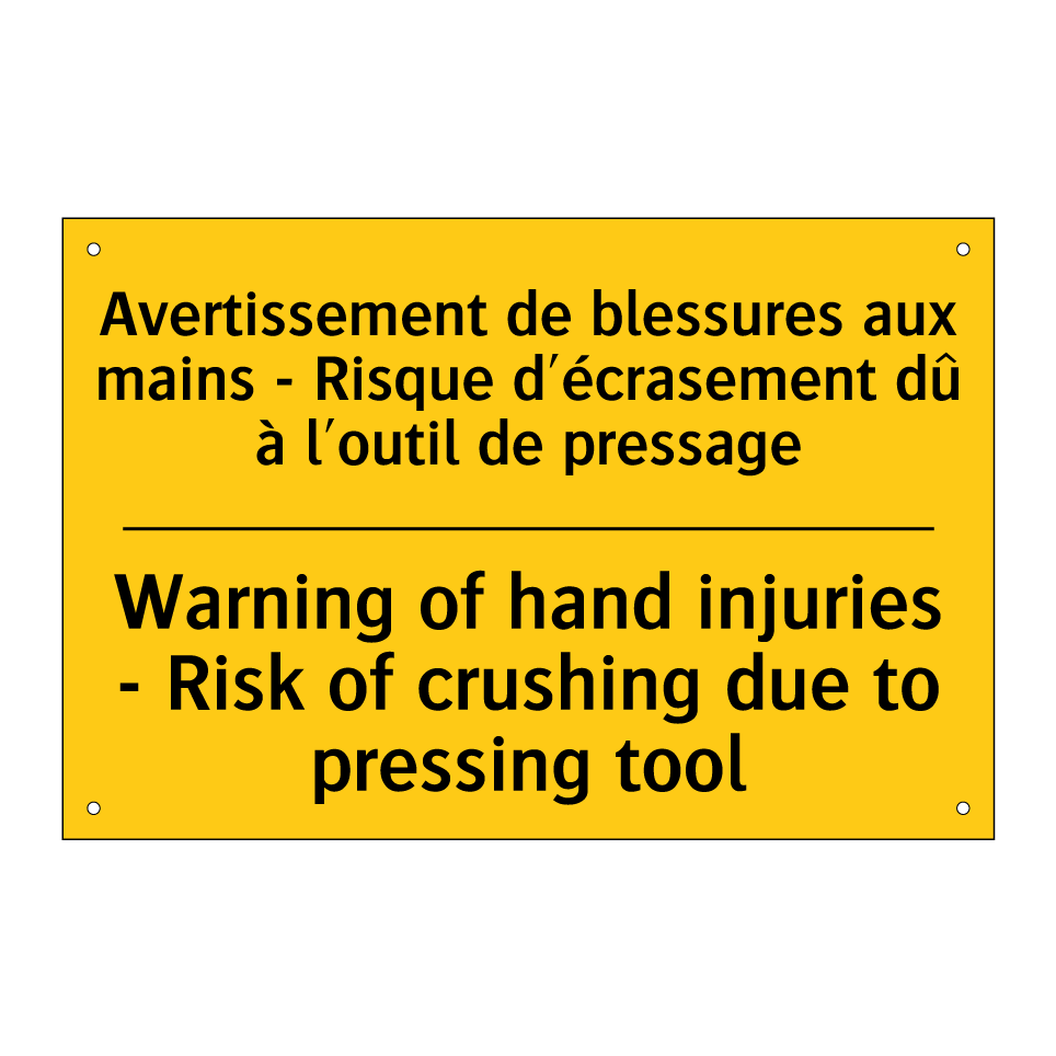 Avertissement de blessures aux /.../ - Warning of hand injuries - Risk /.../