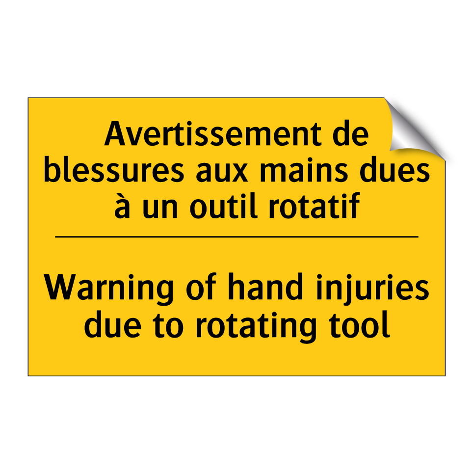 Avertissement de blessures aux /.../ - Warning of hand injuries due to /.../