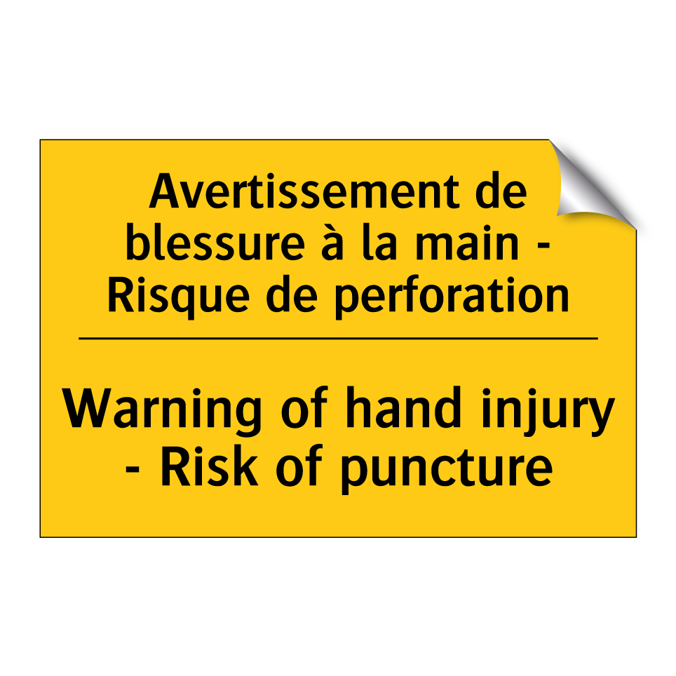 Avertissement de blessure à la /.../ - Warning of hand injury - Risk /.../
