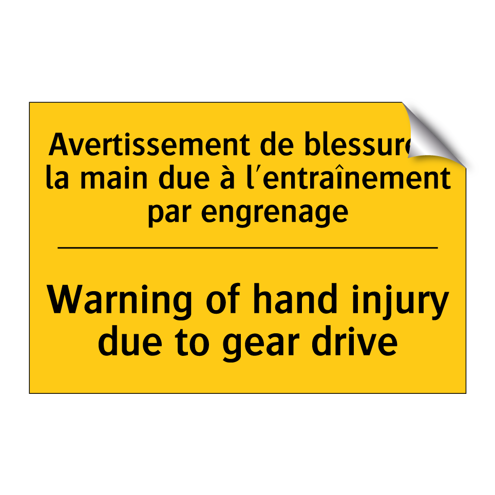 Avertissement de blessure à la /.../ - Warning of hand injury due to /.../