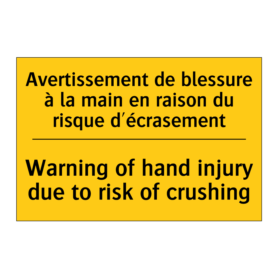 Avertissement de blessure à la /.../ - Warning of hand injury due to /.../